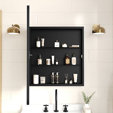 Merrick Lane Reversible Bathroom Wall Medicine Cabinet With Rounded Mirror