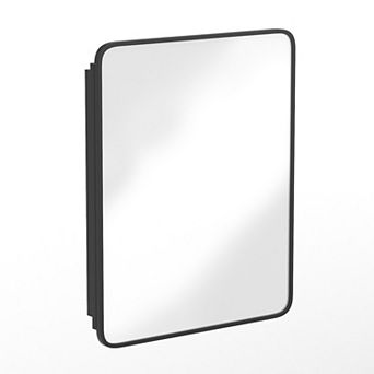 Merrick Lane Reversible Bathroom Wall Medicine Cabinet With Rounded Mirror