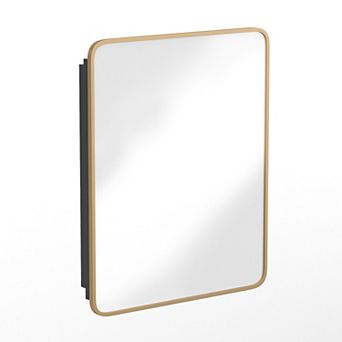 Merrick Lane Reversible Bathroom Wall Medicine Cabinet With Rounded Mirror