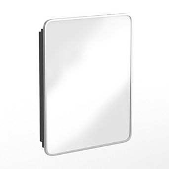 Merrick Lane Reversible Bathroom Wall Medicine Cabinet With Rounded Mirror