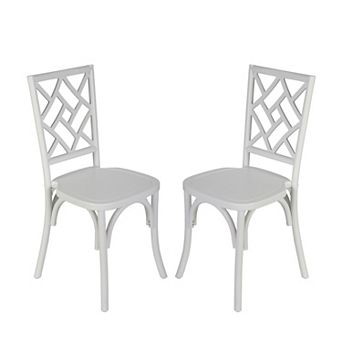 Merrick Lane 2 pk Dining Chair With Stack Design, Ornate Seat Back, Elegant Wood Finish