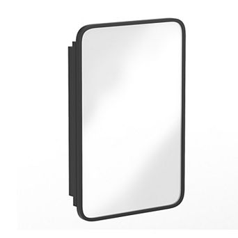 Merrick Lane Reversible Bathroom Wall Medicine Cabinet With Rounded Mirror