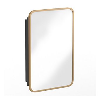 Merrick Lane Reversible Bathroom Wall Medicine Cabinet With Rounded Mirror