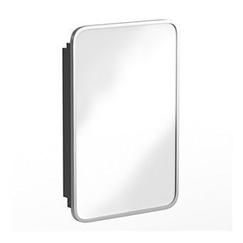 Merrick Lane Reversible Bathroom Wall Medicine Cabinet With Rounded Mirror