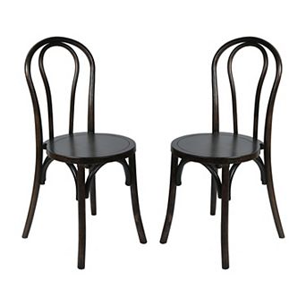 Merrick Lane 2 pk Dining Chair With Stack Design, Elegant Wood Finish