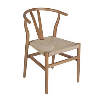 Merrick Lane Y-Back Style Stack Kitchen Chair w/ Wood Frame, Kraft Rope Seat