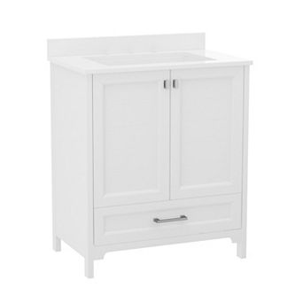 Merrick Lane Single Sink Vanity with Undermount Basin, Storage Cabinet, Drawer