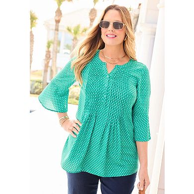 Catherines Women's Plus Size Petite Georgette Pintuck Blouse