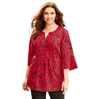 Catherines Women's Plus Size Petite Georgette Pintuck Blouse