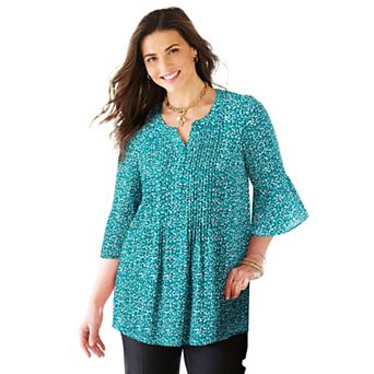Catherines Women's Plus Size Petite Georgette Pintuck Blouse