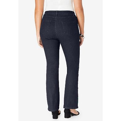 Roaman's Women's Plus Size Plus Size Embroidered Bootcut Jean