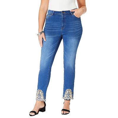 Straight Leg Women's Plus Size Embellished Jeans Roaman's