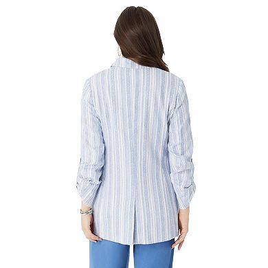 Roaman's Women's Plus Size Linen Blazer