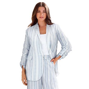 Roaman's Women's Plus Size Linen Blazer