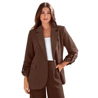 Roaman's Women's Plus Size Linen Blazer