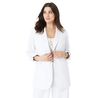 Roaman's Women's Plus Size Linen Blazer