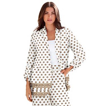Roaman's Women's Plus Size Linen Blazer