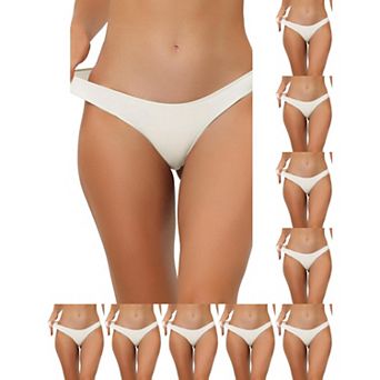 10 Packs Underwear for Women Low-Waist Contract Color Bikini Sporty Sweat-Absorbing Thongs