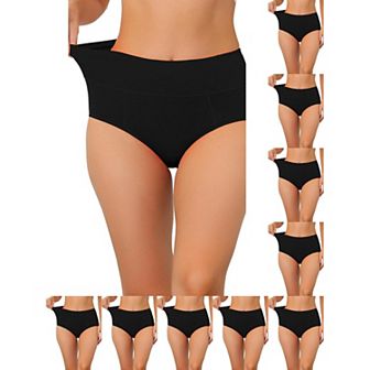 10 Packs Women's Cotton High-Waist (Available in Plus Size), Tummy Control Underwear