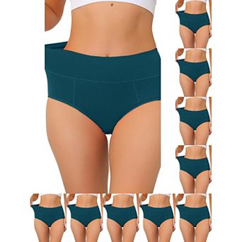 10 Packs Women's Cotton High-Waist (Available in Plus Size), Tummy Control Underwear