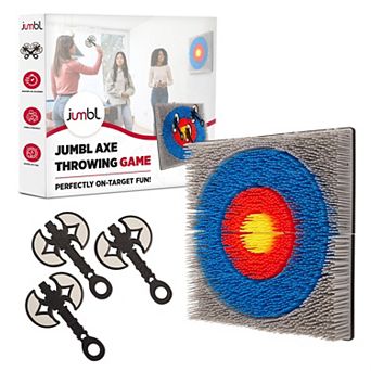 Jumbl Wall-Mounted Foam Axe Throwing Game Set, Bristle Target with Foam Axes for Adults & Kids
