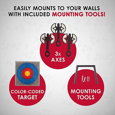 Jumbl Wall-Mounted Foam Axe Throwing Game Set, Bristle Target with Foam Axes for Adults & Kids