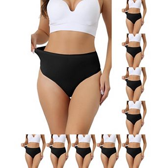 10 Packs Women's Hign Waist G-String Thongs, Tummy Control Stretch Panties, T-back Undepants