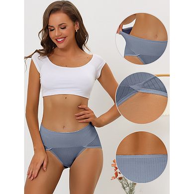 10 Packs Women's Hi-Cut Ribbed High Waist Tummy Control Underwear, Available in Plus Size