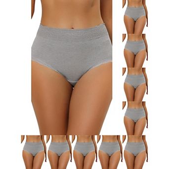 10 Packs Women's High Waist Underwear Tummy Control Comfortable Lace Trim Ribbed Panties