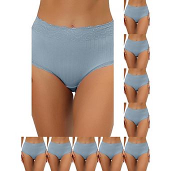 10 Packs Women's High Waist Underwear Tummy Control Comfortable Lace Trim Ribbed Panties