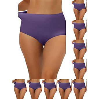 10 Packs Women's Elastic High-Waisted One-Piece Brief Breathable No Show Hipster Underwear