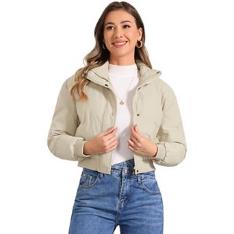 Women's Winter Bomber Jacket Outwear Baggy Padded Cropped Coats