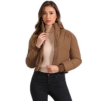 Women's Winter Bomber Jacket Outwear Baggy Padded Cropped Coats