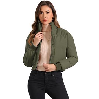 Women's Winter Bomber Jacket Outwear Baggy Padded Cropped Coats