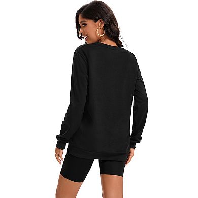 Womens Sweatshirt Crew Neck Long Sleeve Hoodie Oversized Pullover Tunic Tops Trendy