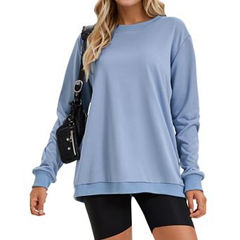 Womens Sweatshirt Crew Neck Long Sleeve Hoodie Oversized Pullover Tunic Tops Trendy