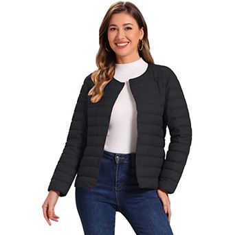 Women's Puffer Jacket Lightweight Button Down Packable Long Sleeve Coat