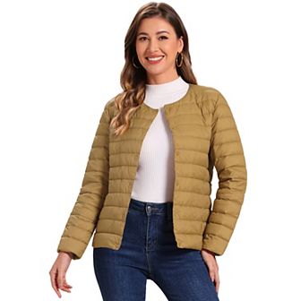 Women's Puffer Jacket Lightweight Button Down Packable Long Sleeve Coat