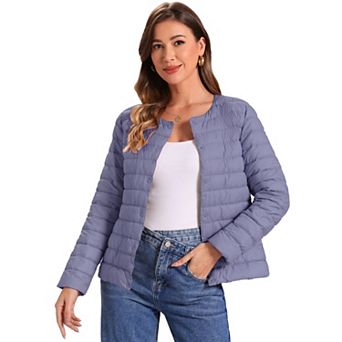 Women's Puffer Jacket Lightweight Button Down Packable Long Sleeve Coat
