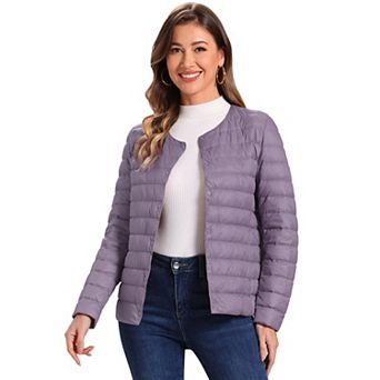 Women's Puffer Jacket Lightweight Button Down Packable Long Sleeve Coat