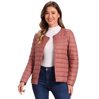 Women's Puffer Jacket Lightweight Button Down Packable Long Sleeve Coat