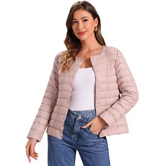 Women's Puffer Jacket Lightweight Button Down Packable Long Sleeve Coat