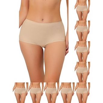 10 Packs Women's Boy-Shorts Underwear Unlined Invisible Mid Waist Stretch Solid Panties