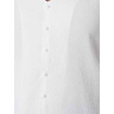 Plus Size Tops for Women V Neck Short Sleeve Button Casual Shirt with Split Hem Summer Blouses