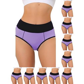 10 Packs Women's High Waist Tummy Control Color-Block Brief, Available in Plus Size