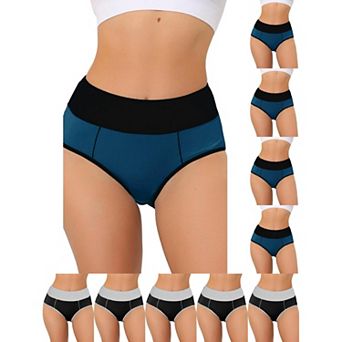 10 Packs Women's High Waist Tummy Control Color-Block Brief, Available in Plus Size