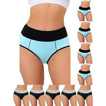 10 Packs Women's High Waist Tummy Control Color-Block Brief, Available in Plus Size