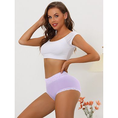 10 Packs Women's Cotton Underwear High-Waist Lace Trim Tummy Control Full Coverage Brief