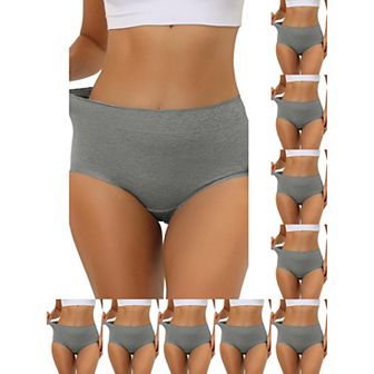 10 Packs Women's Cotton Underwear High-Waist Lace Trim Tummy Control Full Coverage Brief