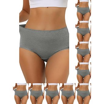 10 Packs Women's Cotton Underwear High-Waist Lace Trim Tummy Control Full Coverage Brief